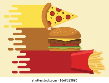 Diseño de fondo vectorial Fast Food. Entrega rápida con concepto de efecto rápido .