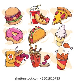 fast food vector, breakfast food vector, icon