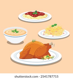 Vector de comida rápida | Vector de comida de pollo | Vector de comida dulce 