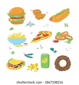 Fast food. Vector color illustration.