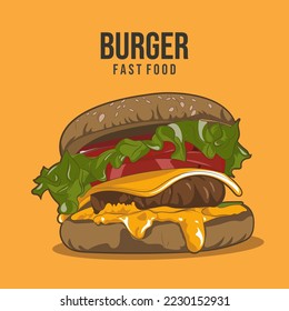 Fast Food Vector Drawing burger