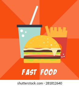 Fast food vector flat background