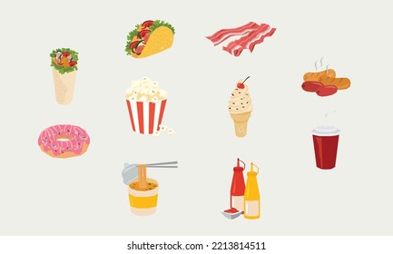 Vector de comida rápida en diseño plano