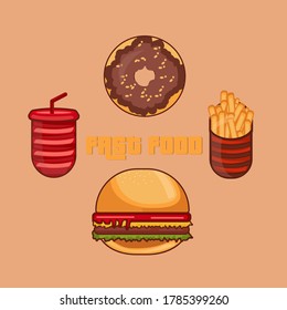 Fast Food Vector fries hamburger dounat drinks icon 