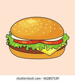 Fast Food Vector Icon. Burger