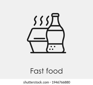 Fast Food, Vektorsymbol.  Bearbeitbarer Strich. Lineares Logo für Webdesign und mobile Apps. Symbolillustration. Pixel-Vektorgrafiken - Vektorgrafik