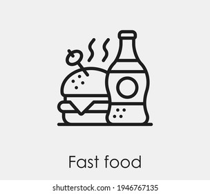 Fast food vector icon. Editable stroke. Symbol in Line Art Style for Design, Presentation, Website or Apps Elements. Pixel vector graphics - Vector