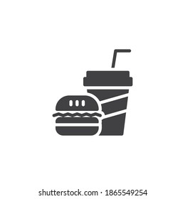 Fast Food Vector Icon. Filled Flat Sign For Mobile Concept And Web Design. Burger And Soda Drink Glyph Icon. Symbol, Logo Illustration. Vector Graphics