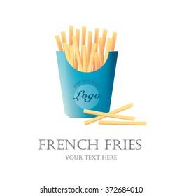 Fast Food Vector Icon. French Fries Potato in Bucket.