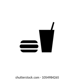 Fast food vector icon. Hamburger symbol. Burger, cola symbol. Best modern flat pictogram illustration for web and mobile apps design