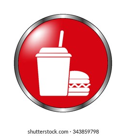 fast food - vector icon  on the red button