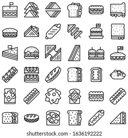 Fast Food vector icon set, line design