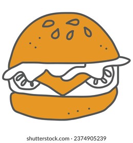 Fast food vector icon set. Pizza, taco, hamburger, fries potatoes, soup,burger, 