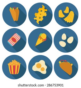Fast food vector icon set