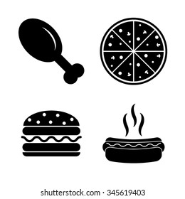 fast food - vector icon, set