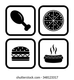 fast food - vector icon, set