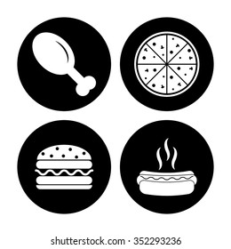 fast food - vector icon, set