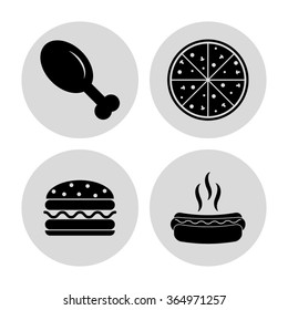 fast food  - vector icon; set