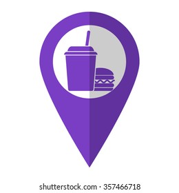 fast food - vector icon;  violet map pointer