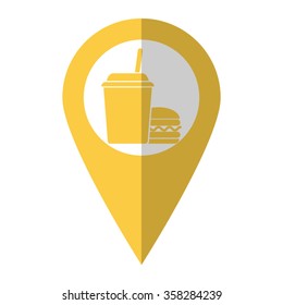 fast food - vector icon;  yellow map pointer