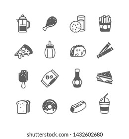 fast food vector icons set
