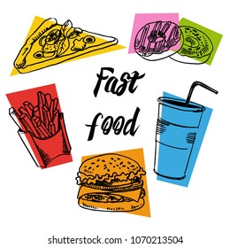  Fast food vector Illustration.