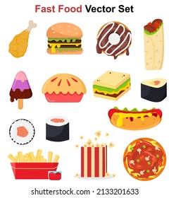Fast food vector illustration collection for menu and backdrop, advertisement, restaurant and business concept