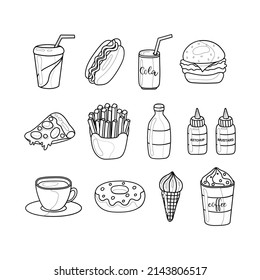Fast food. Vector illustration. Coloring