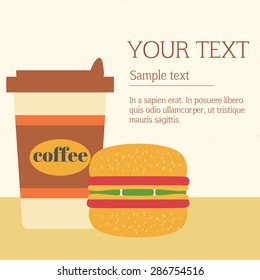 Fast Food vector illustration. Hamburger and coffee