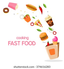 Fast Food Vector Illustration Infographic. Banner with fast food 