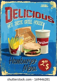 fast food vector illustration.vintage menu sign.