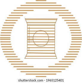 fast food, vector image in brown lines with circular shape and white background.