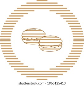 fast food, vector image in brown lines with circular shape and white background.