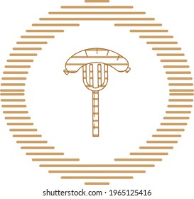 fast food, vector image in brown lines with circular shape and white background.