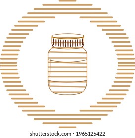fast food, vector image in brown lines with circular shape and white background.