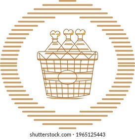 fast food, vector image in brown lines with circular shape and white background.