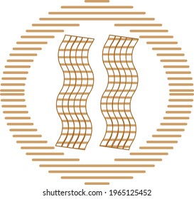 fast food, vector image in brown lines with circular shape and white background.