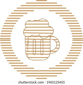 fast food, vector image in brown lines with circular shape and white background.