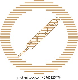 fast food, vector image in brown lines with circular shape and white background.