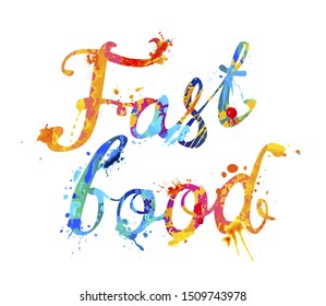 FAST FOOD. Vector inscription of calligraphic letters