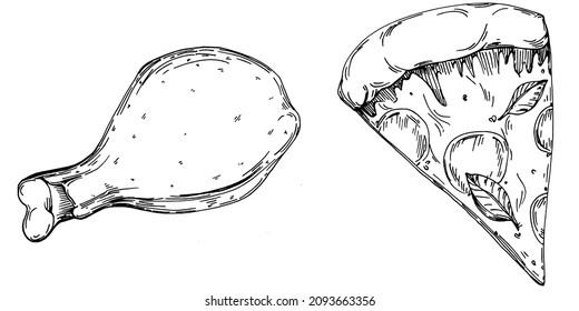 Fast food vector isolated. Engraved style illustration. Detailed product sketch.The best for design logo, menu, label, icon, stamp.