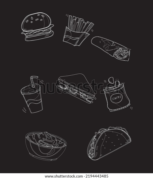 Fast Food Vector Items Easy Editable Stock Vector (Royalty Free ...