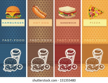 Fast food Vector Labels for product. Information Food Template Banner.