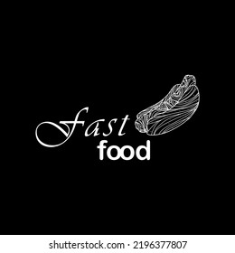Fast food. vector line of hamburger, pizza, hot dog. Restaurant menu background, tasty unhealthy lunch.