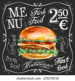 fast food vector logo design template.  hamburger, burger or menu board icon.