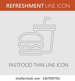 Fast food vector logo icon. Burger and drink simple isolated sign symbol.