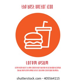 Fast food vector logo icon. Burger and drink simple isolated sign symbol.