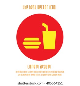 Fast food vector logo icon. Burger and drink simple isolated sign symbol.