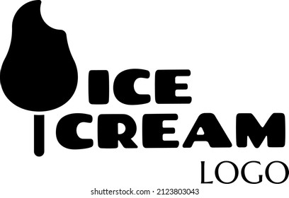 fast food vector logo sticker with text and ice cream. label with lettering for words ICE CREAM. badge, emblem, signboard. ice-cream symbol. unique dessert logo design concept and idea. daily meals