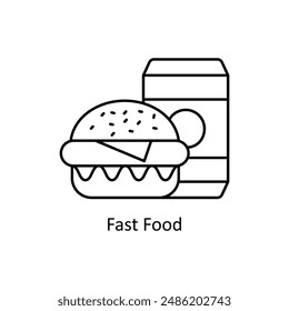 Fast Food vector outline Design illustration. Symbol on White background EPS 10 File 